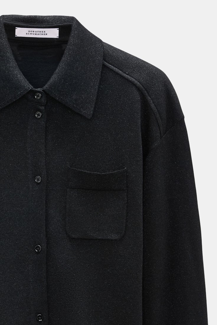 Dorothee Schumacher Strickcardigan aus Lurex-Merino-Mix vinyl black Product Detail View