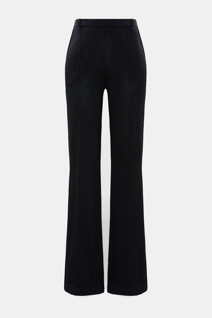Dorothee Schumacher Strickhose aus Lurex-Merino-Mix vinyl black Product Front View