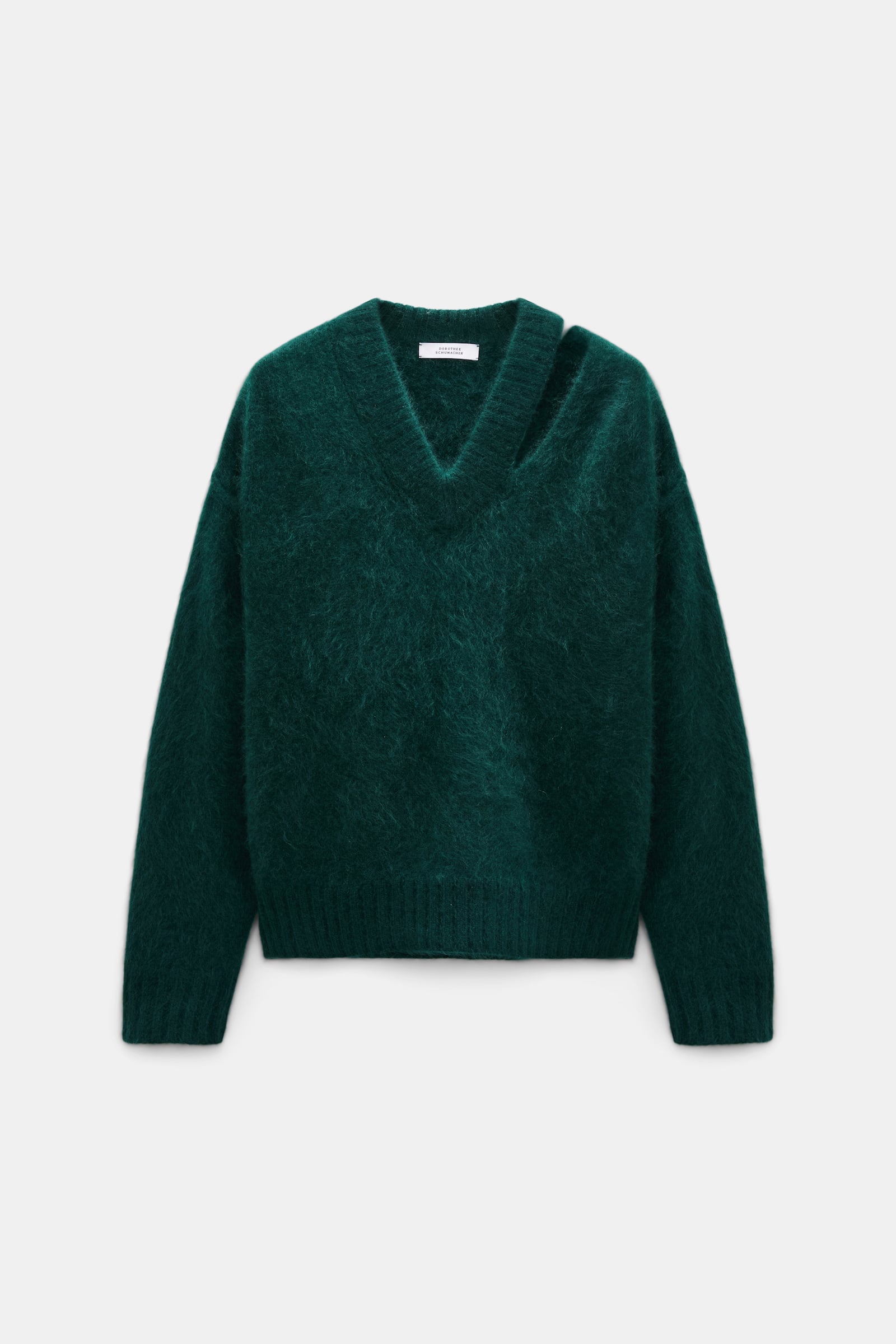 Dorothee Schumacher Fluffy Pullover mit V-Ausschnitt aus Merino und Kaschmir emerald Product Front View