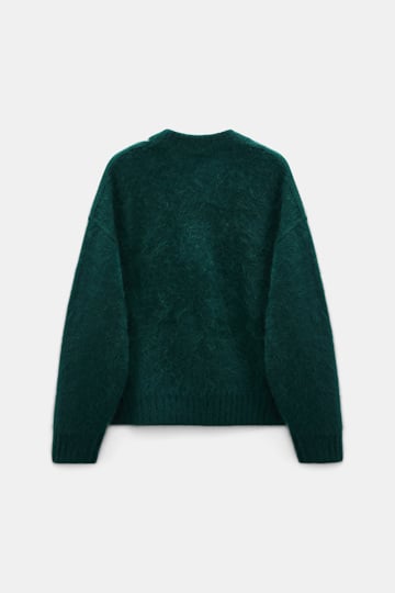 Dorothee Schumacher Fluffy knit V-neck pullover emerald Product Detail View