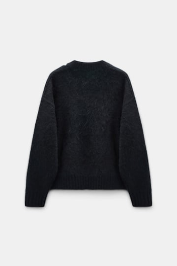 Dorothee Schumacher Fluffy knit V-neck pullover vinyl black Product Detail View