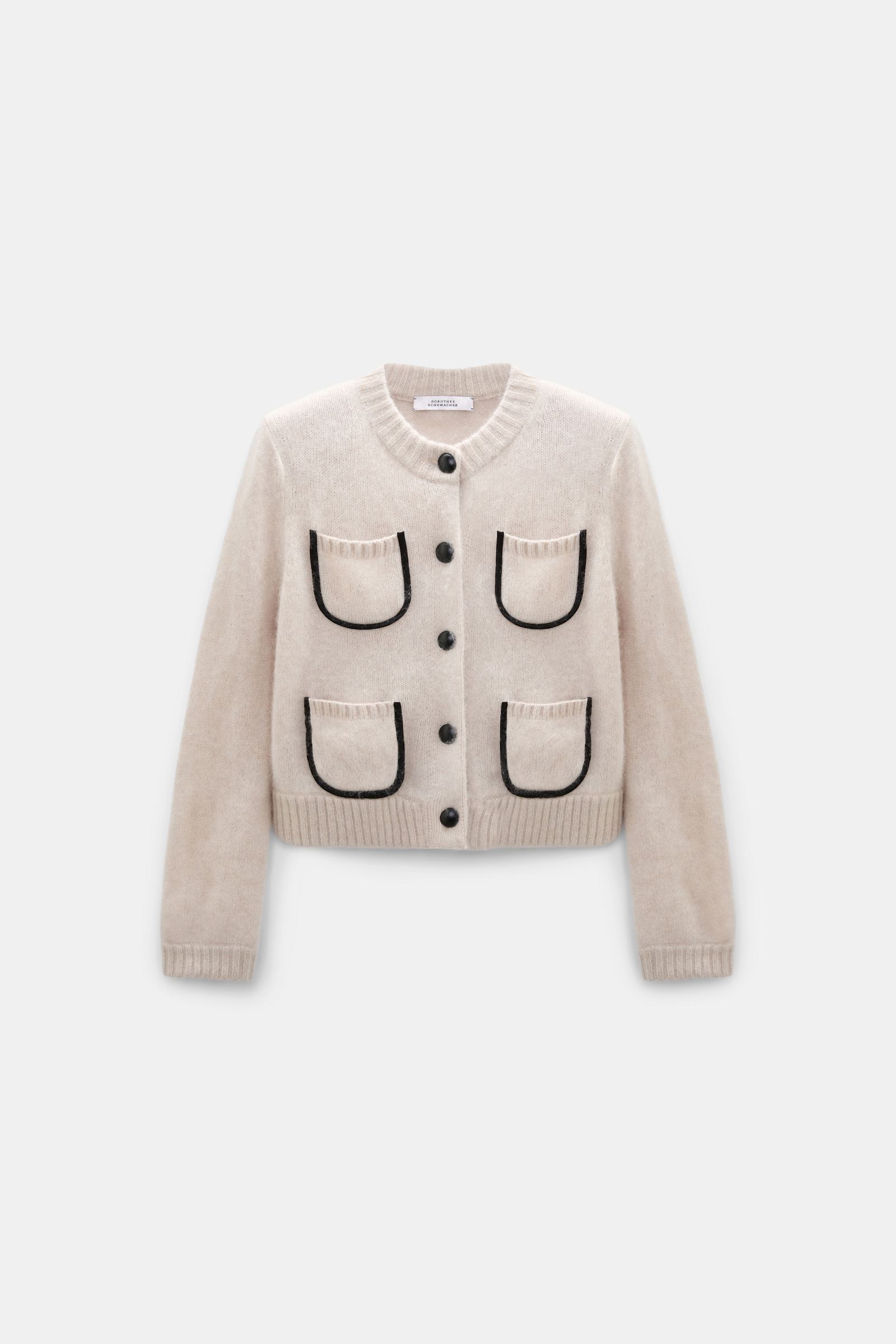 Dorothee Schumacher Fluffy knit cardigan with pockets almond Product Front View