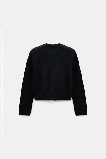 Dorothee Schumacher Fluffy Cardigan mit Taschen  aus Merino und Kaschmir vinyl black Product Detail View