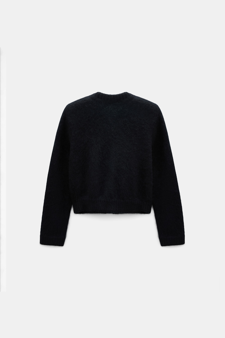 Dorothee Schumacher Fluffy Cardigan mit Taschen  aus Merino und Kaschmir vinyl black Product Detail View