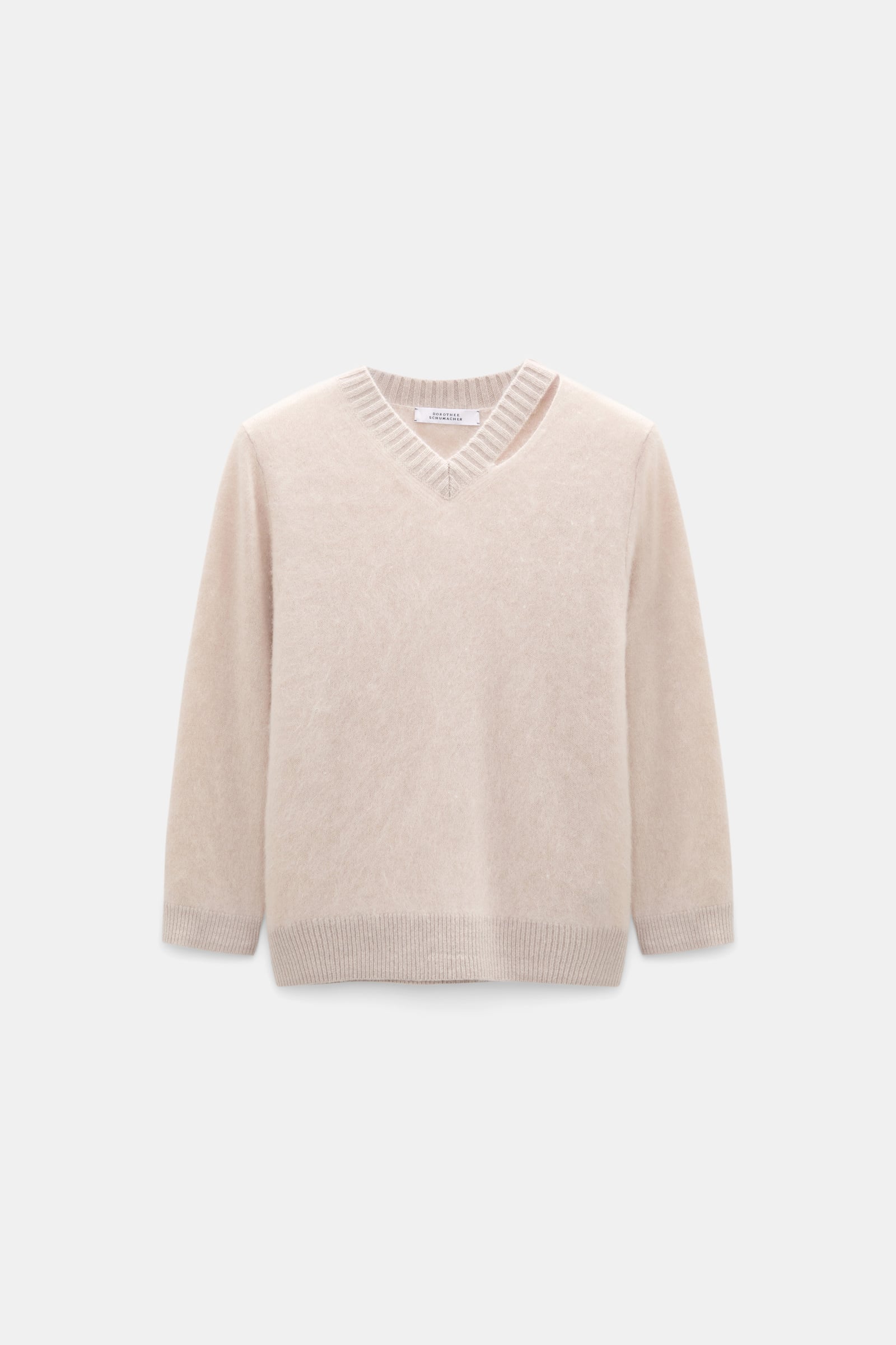 Dorothee Schumacher Fluffy knit V-neck pullover almond Product Front View