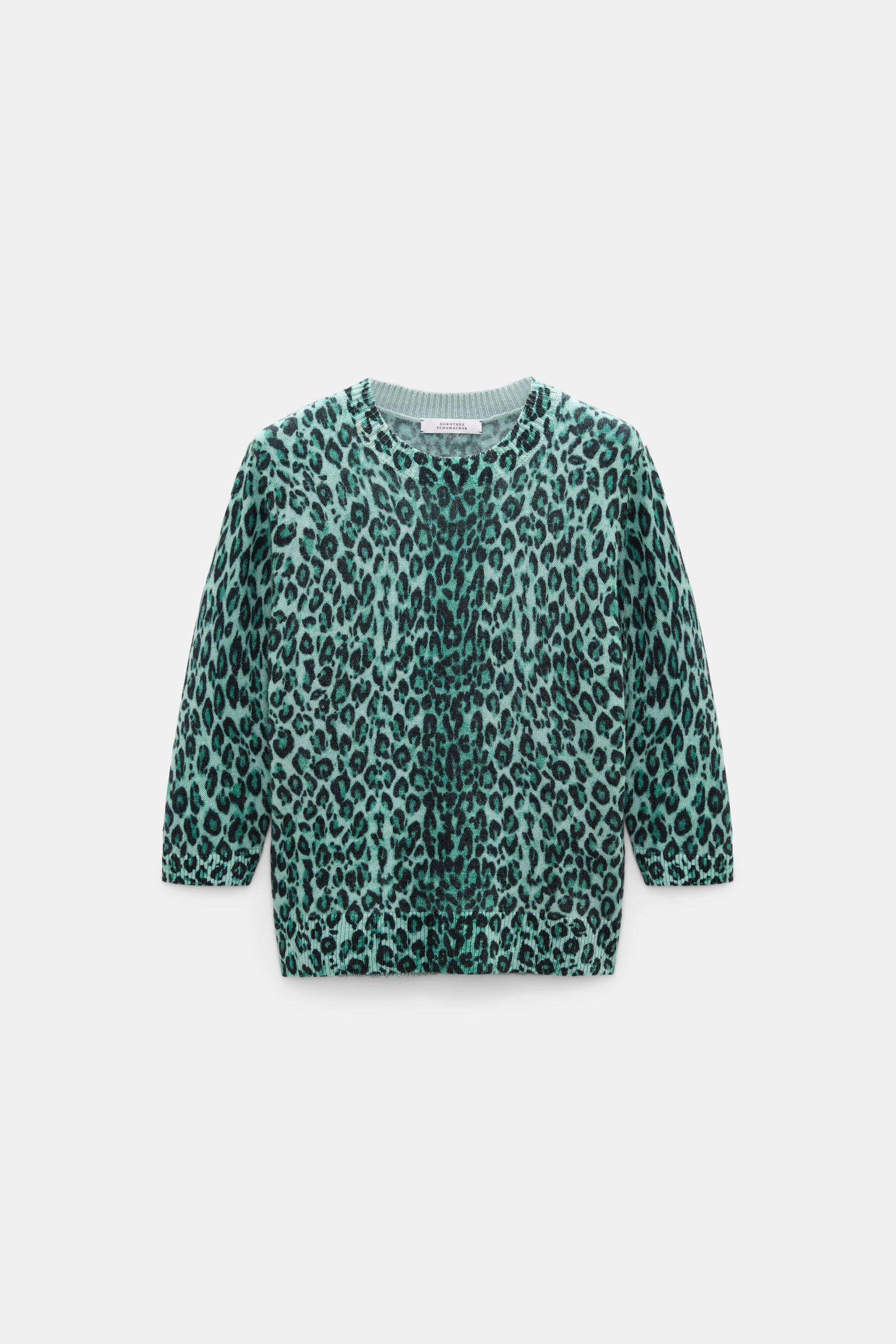 Dorothee Schumacher Merino-cashmere leopard print pullover leo allover green Product Front View