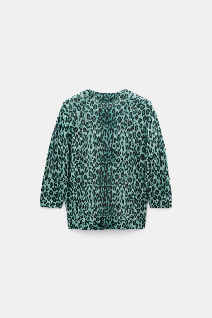 Dorothee Schumacher Merino-cashmere leopard print pullover leo allover green Product Detail View