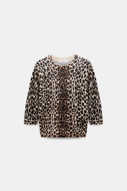 Dorothee Schumacher Pullover mit Leoparden-Print aus Merino und Kaschmir leo allover brown