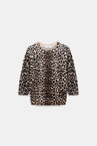 Dorothee Schumacher Pullover mit Leoparden-Print aus Merino und Kaschmir leo allover brown