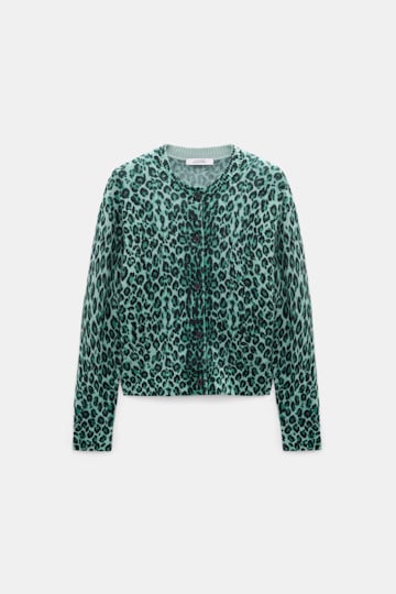 Dorothee Schumacher Merino-cashmere leopard print cardigan leo allover green Product Front View