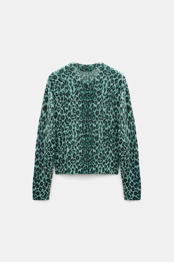 Dorothee Schumacher Merino-cashmere leopard print cardigan leo allover green Product Detail View