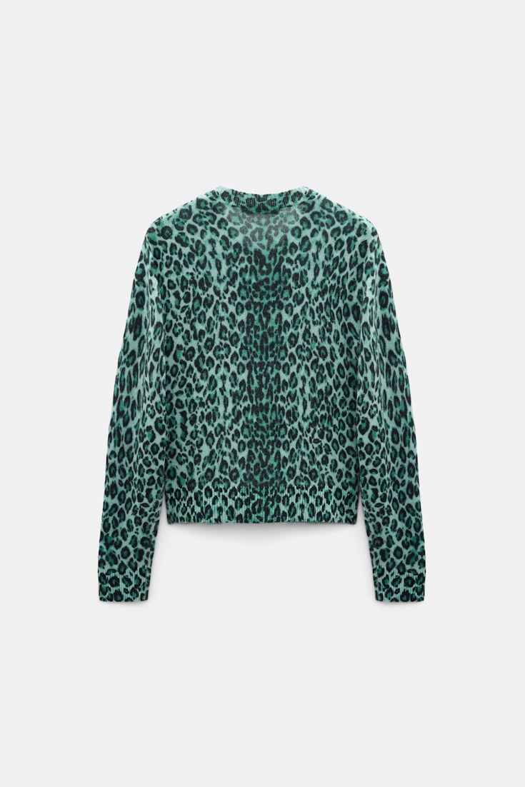 Dorothee Schumacher Merino-cashmere leopard print cardigan leo allover green Product Detail View