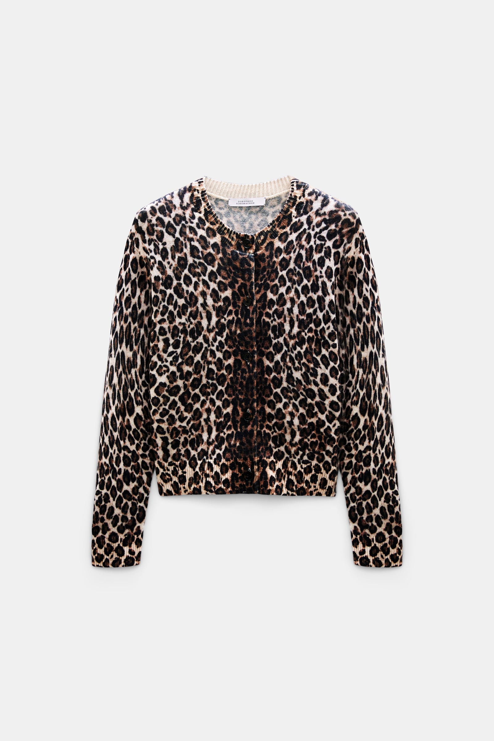 Dorothee Schumacher Merino-cashmere leopard print cardigan leo allover brown Product Front View