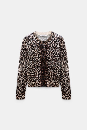 Dorothee Schumacher Merino-cashmere leopard print cardigan leo allover brown Product Front View