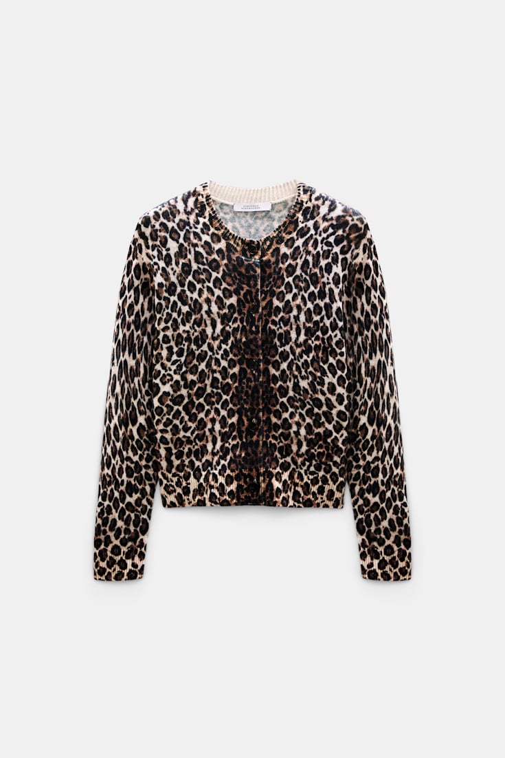 Dorothee Schumacher Merino-cashmere leopard print cardigan leo allover brown Product Front View