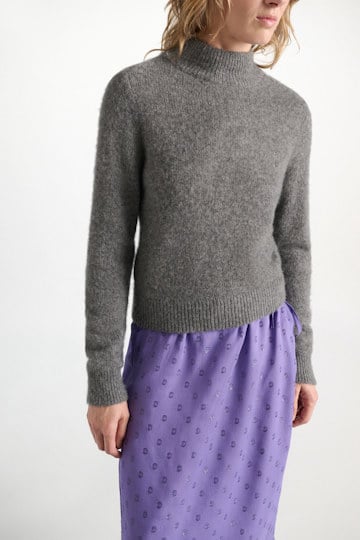 Dorothee Schumacher Cashmere turtleneck pullover stereo grey Model Detail View
