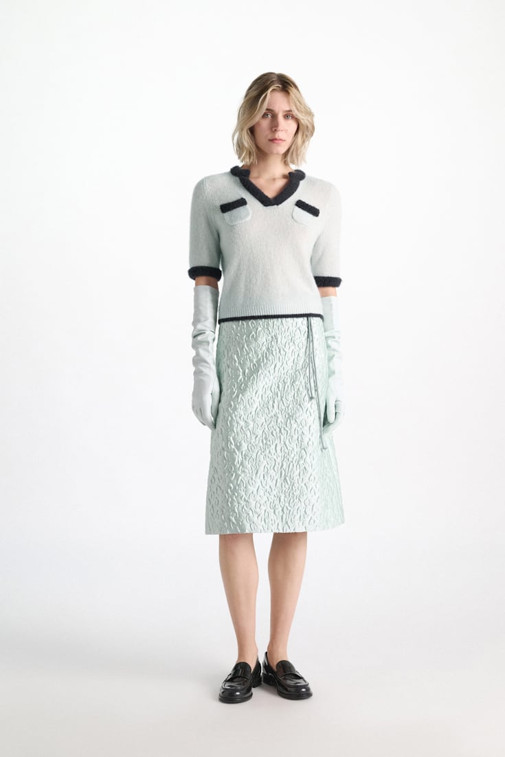 Dorothee Schumacher Half-sleeve cashmere top mint Model Front View