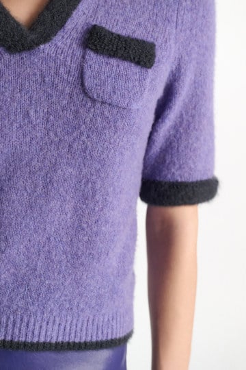 Dorothee Schumacher Half-sleeve cashmere top violet Model Detail View