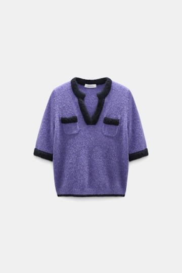 Dorothee Schumacher Half-sleeve cashmere top violet Product Front View