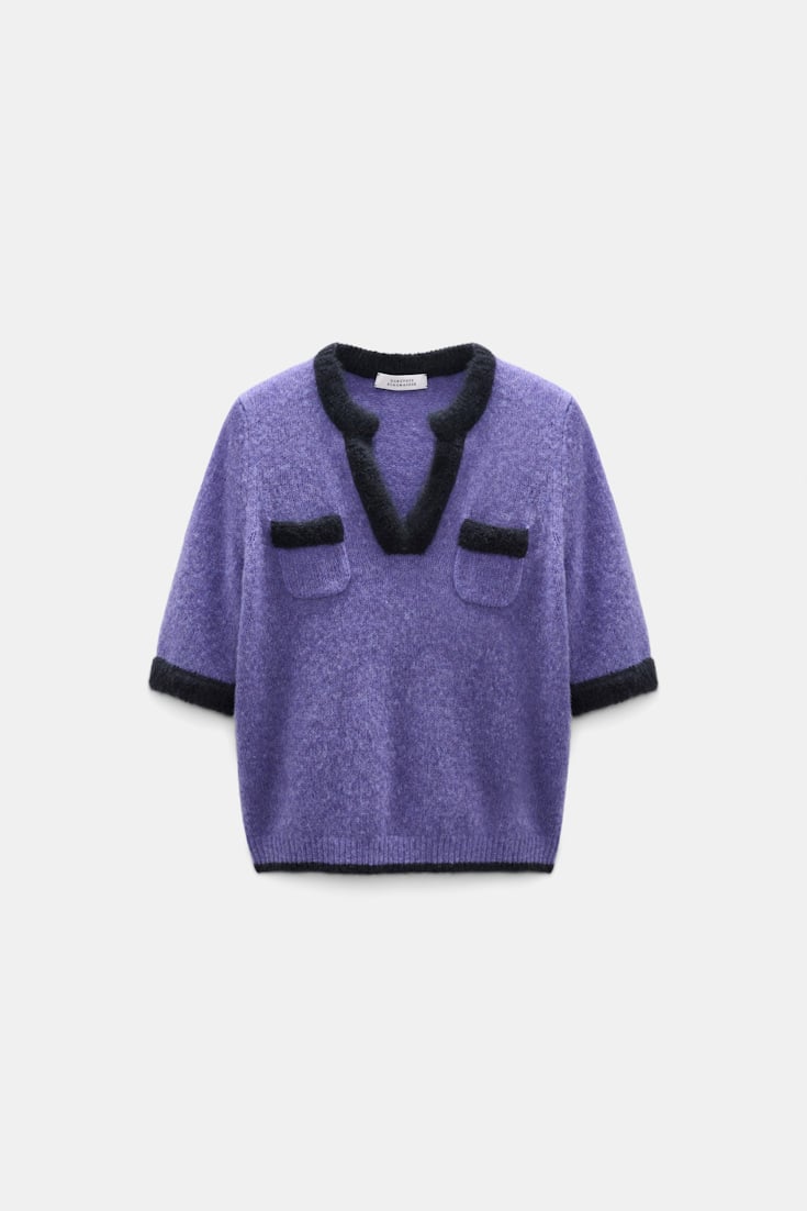 Dorothee Schumacher Half-sleeve cashmere top violet Product Front View