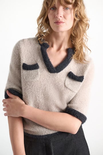 Dorothee Schumacher Half-sleeve cashmere top flash light Model Detail View