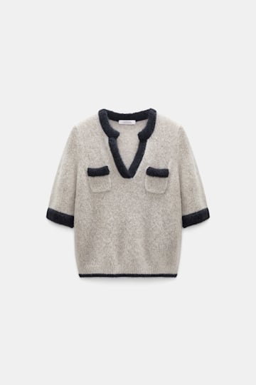 Dorothee Schumacher Half-sleeve cashmere top flash light Product Front View