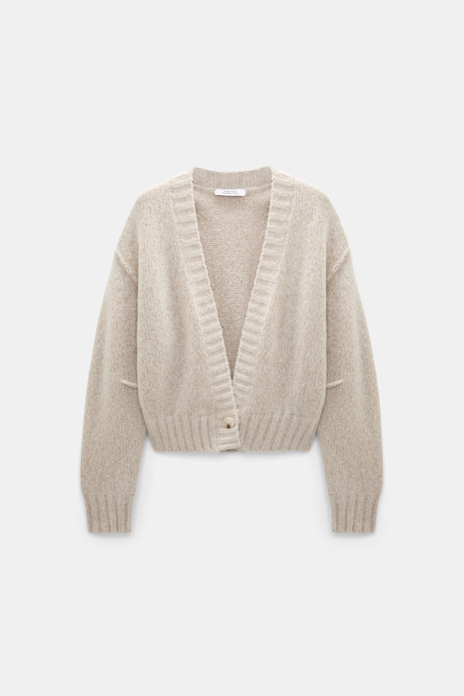 Dorothee Schumacher Deep V cashmere cardigan pearl mouliné Product Front View