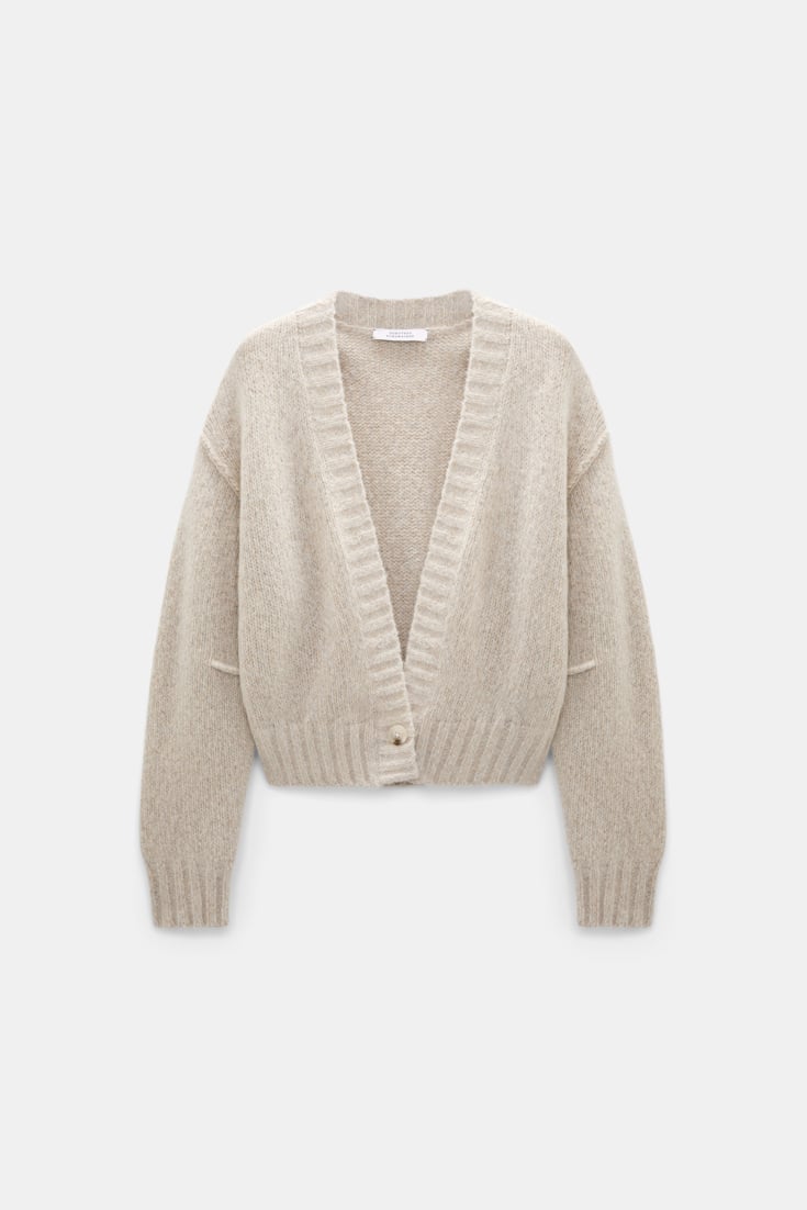 Dorothee Schumacher Deep V cashmere cardigan pearl mouliné Product Front View
