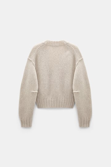 Dorothee Schumacher Deep V cashmere cardigan pearl mouliné Product Detail View