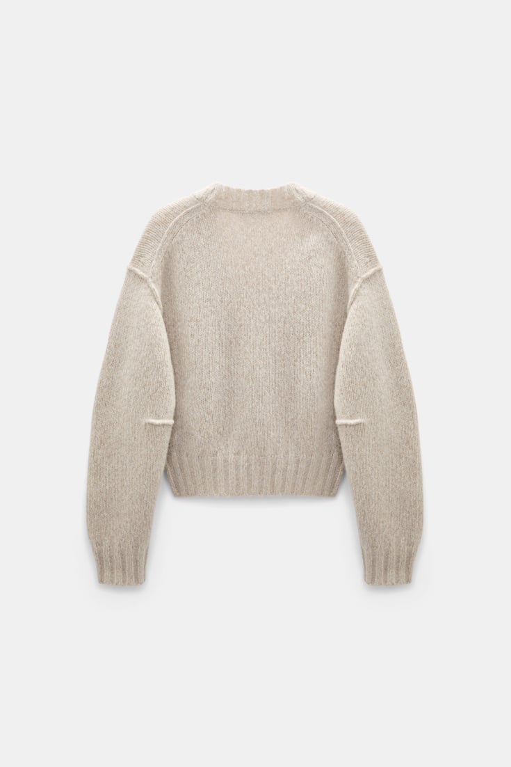 Dorothee Schumacher Deep V cashmere cardigan pearl mouliné Product Detail View