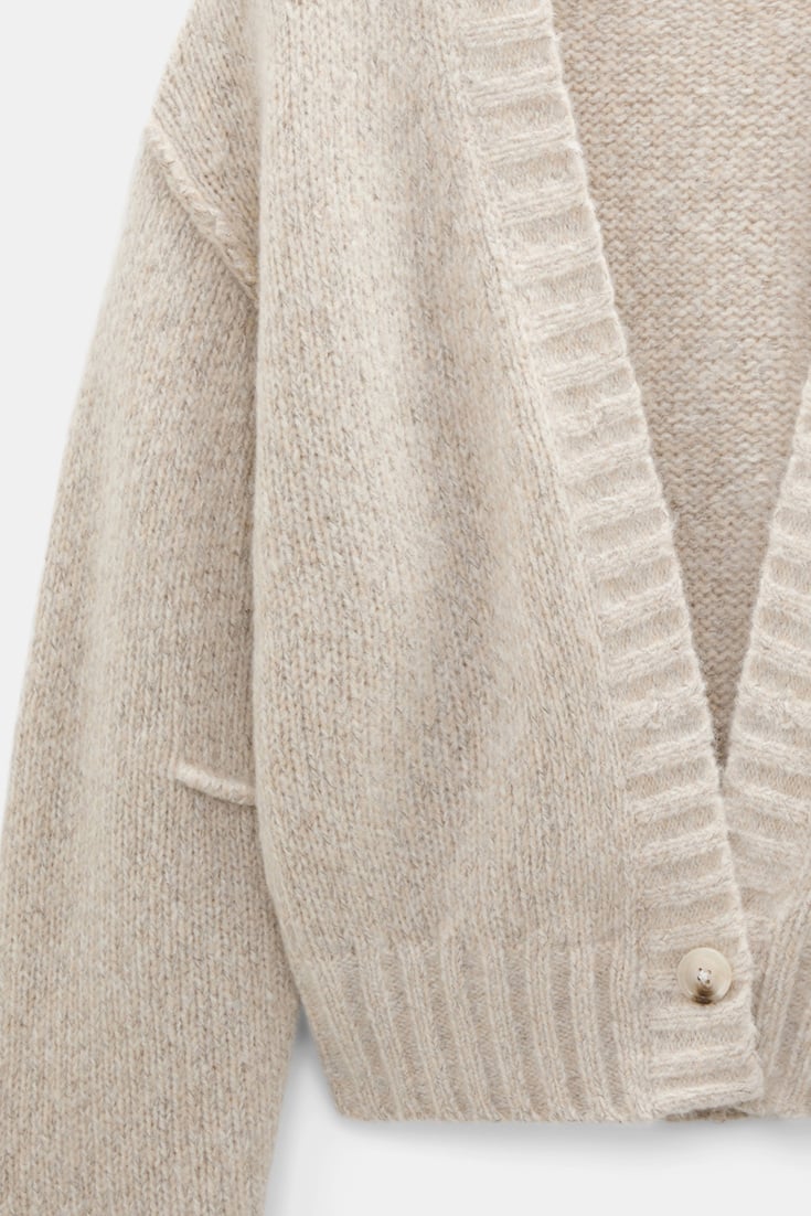 Dorothee Schumacher Deep V cashmere cardigan pearl mouliné Product Detail View