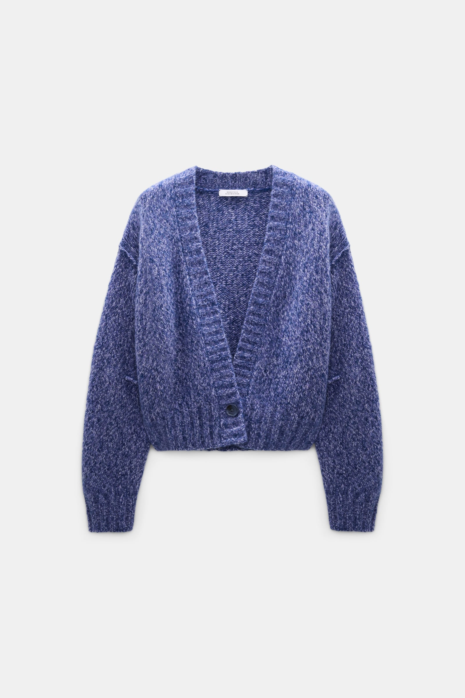 Dorothee Schumacher Deep V cashmere cardigan violet mouliné Product Front View