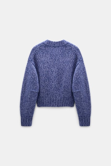 Dorothee Schumacher Deep V cashmere cardigan violet mouliné Product Detail View