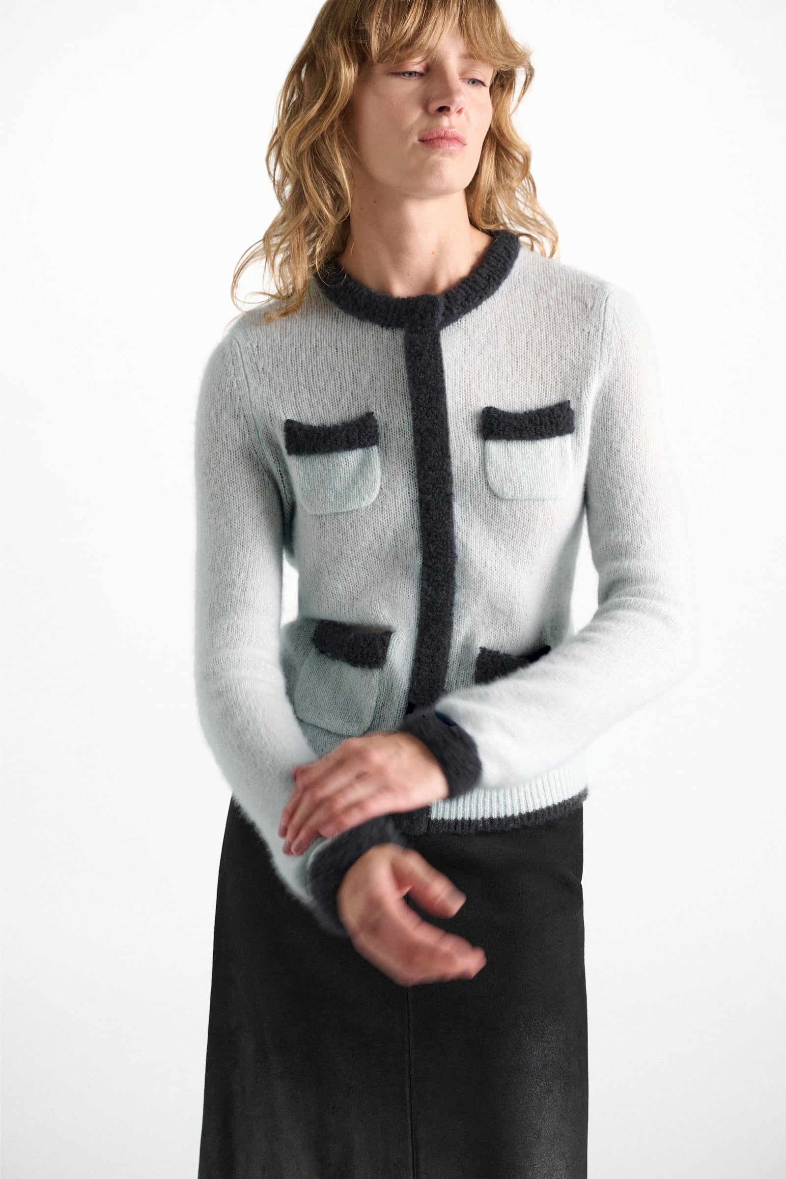 Dorothee Schumacher Cashmere cardigan-look pullover mint Model Detail View