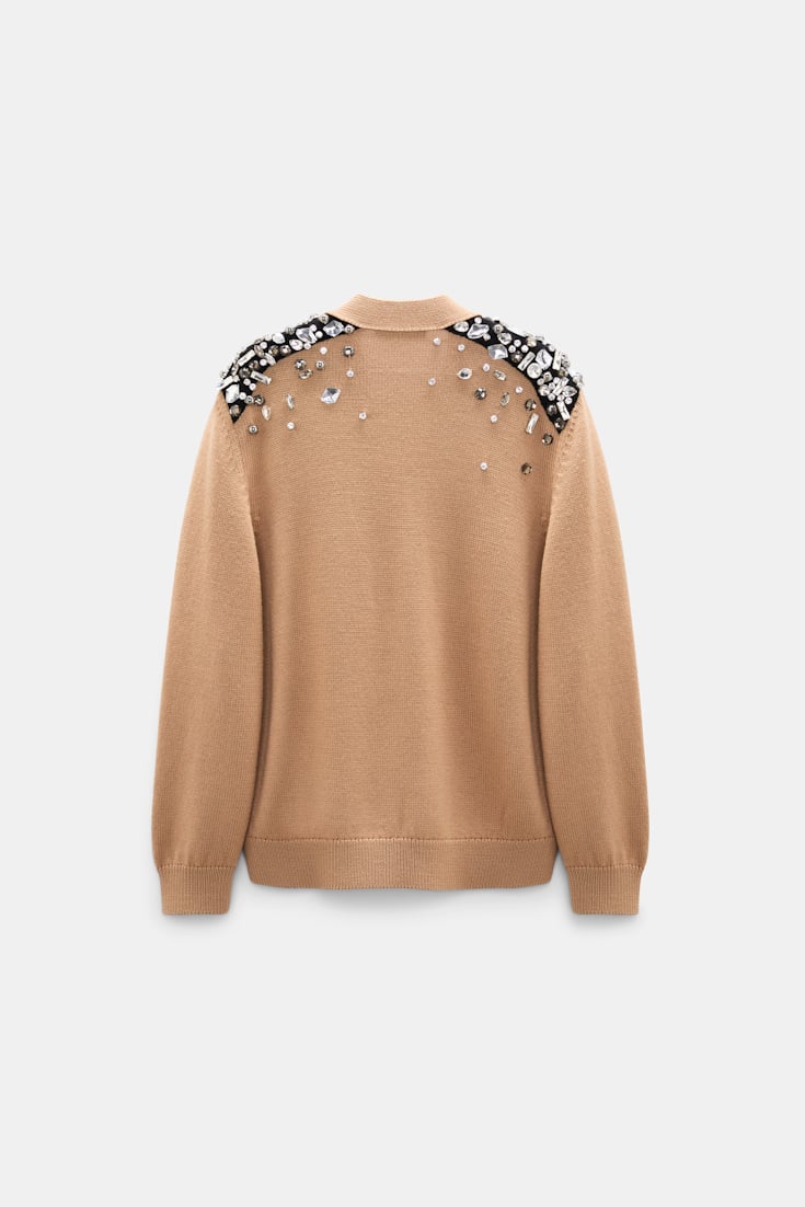 Dorothee Schumacher Verzierter Cardigan aus Merino beige green black stripe Product Detail View