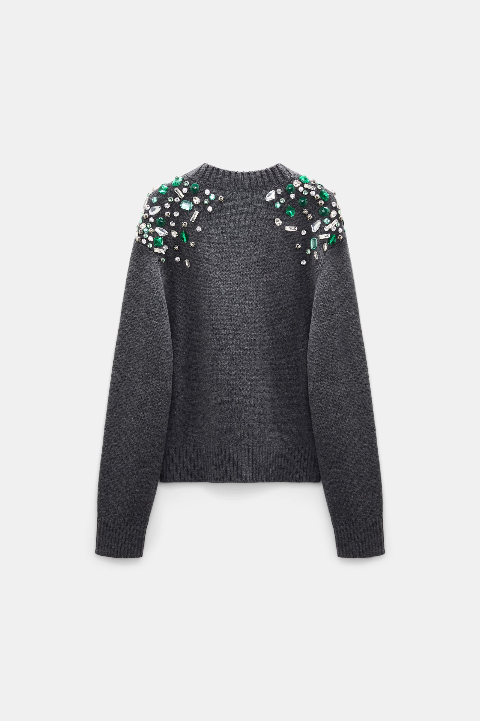 Dorothee Schumacher Verzierter V-Ausschnitt-Pullover aus Merino stereo grey Product Detail View