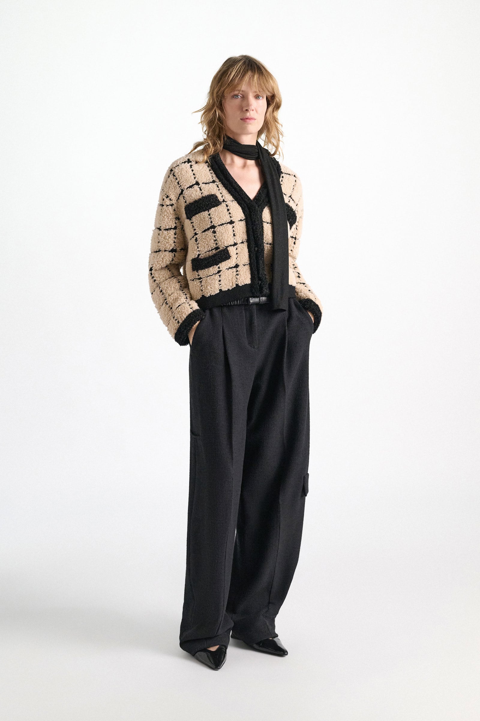 Dorothee Schumacher Karierte Jacquard-Jacke pearl Model Front View