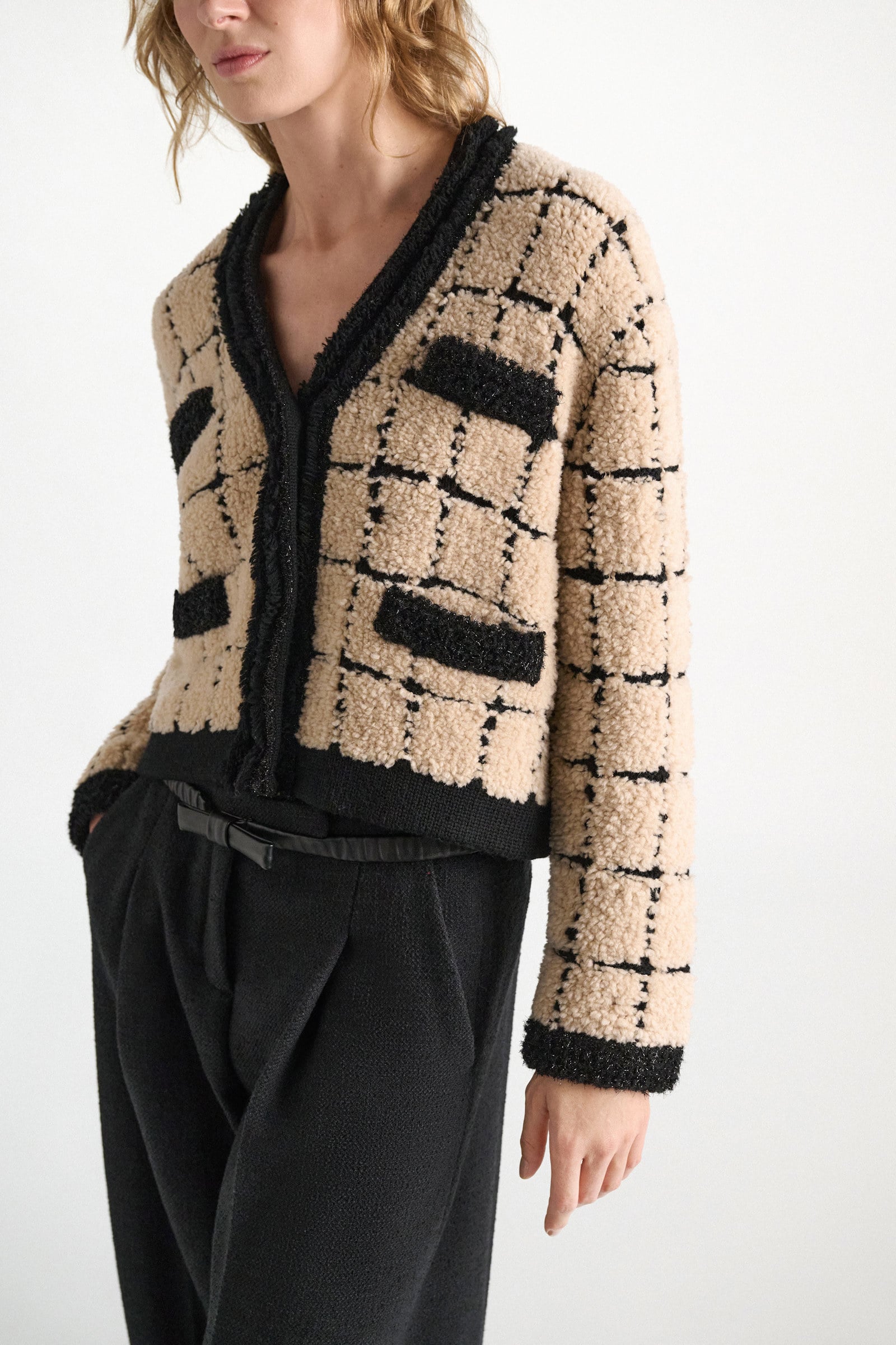 Dorothee Schumacher Karierte Jacquard-Jacke pearl Model Detail View