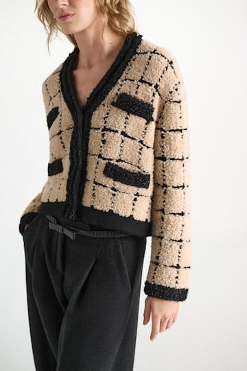Dorothee Schumacher Checkered jacquard jacket pearl Model Detail View