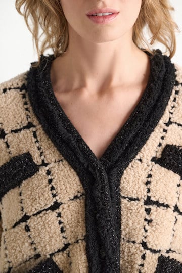 Dorothee Schumacher Checkered jacquard jacket pearl Model Detail View