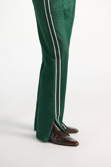 Dorothee Schumacher Track pants with knit side stripes emerald Model Detail View