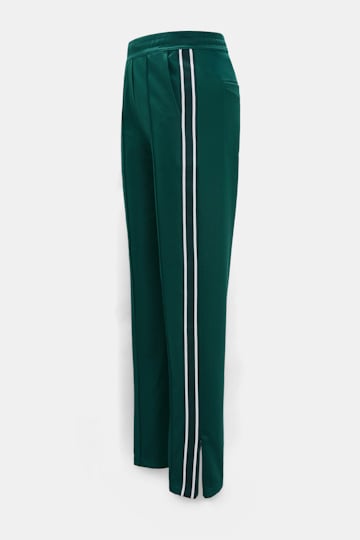 Dorothee Schumacher Track pants with knit side stripes emerald Product Detail View