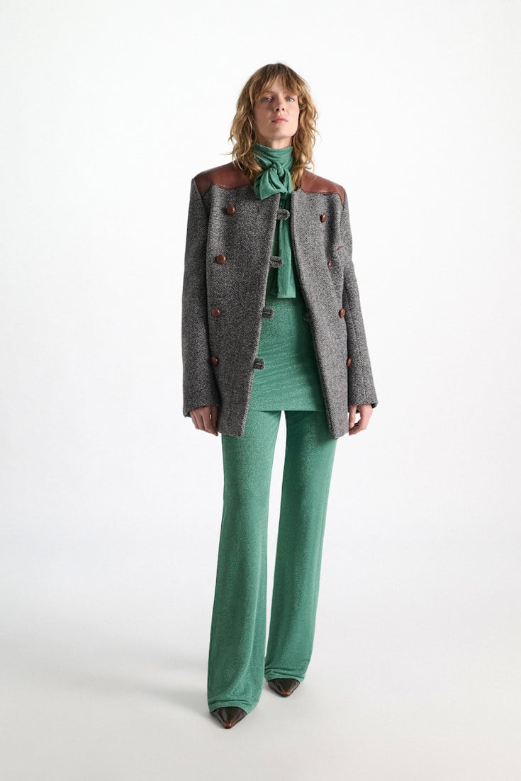 Dorothee Schumacher Rollkragen aus Lurex-Jersey emerald Model Front View