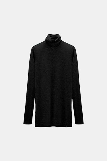 Dorothee Schumacher Rollkragen aus Lurex-Jersey vinyl black Product Front View