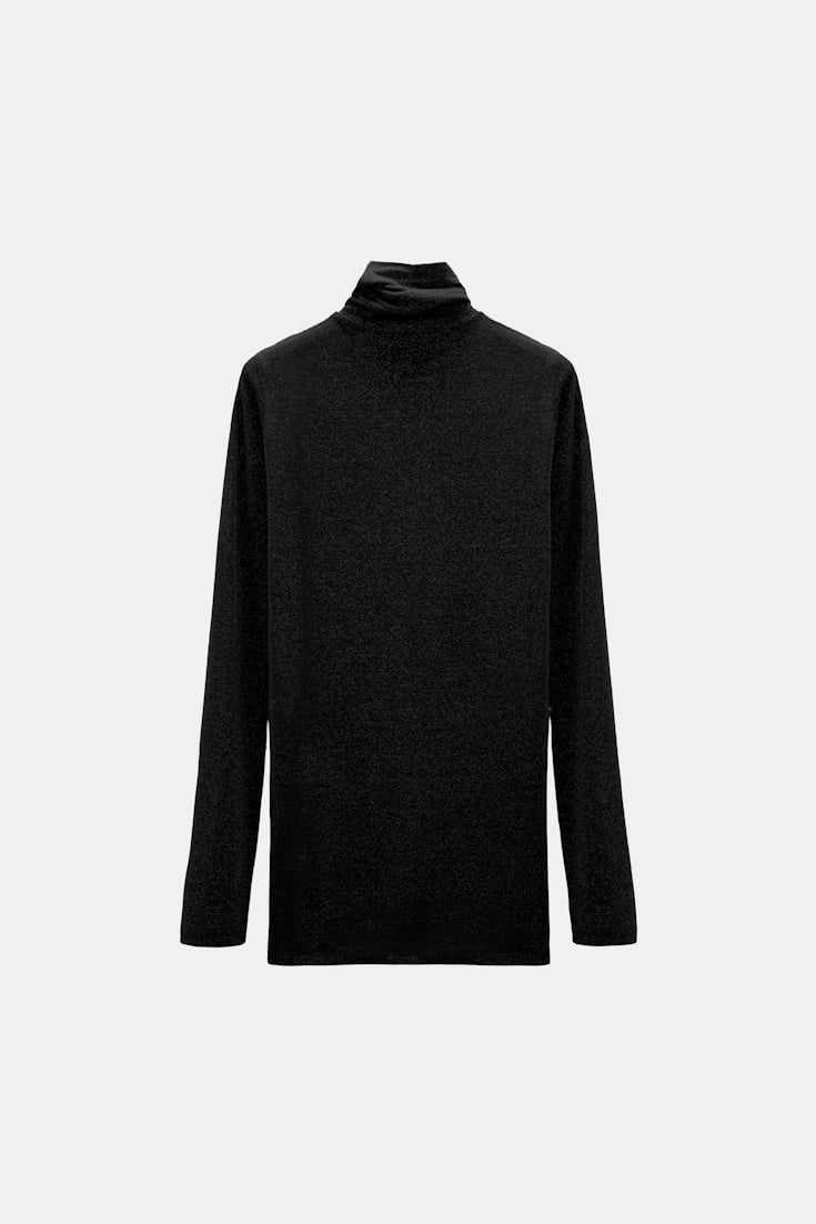 Dorothee Schumacher Rollkragen aus Lurex-Jersey vinyl black Product Detail View