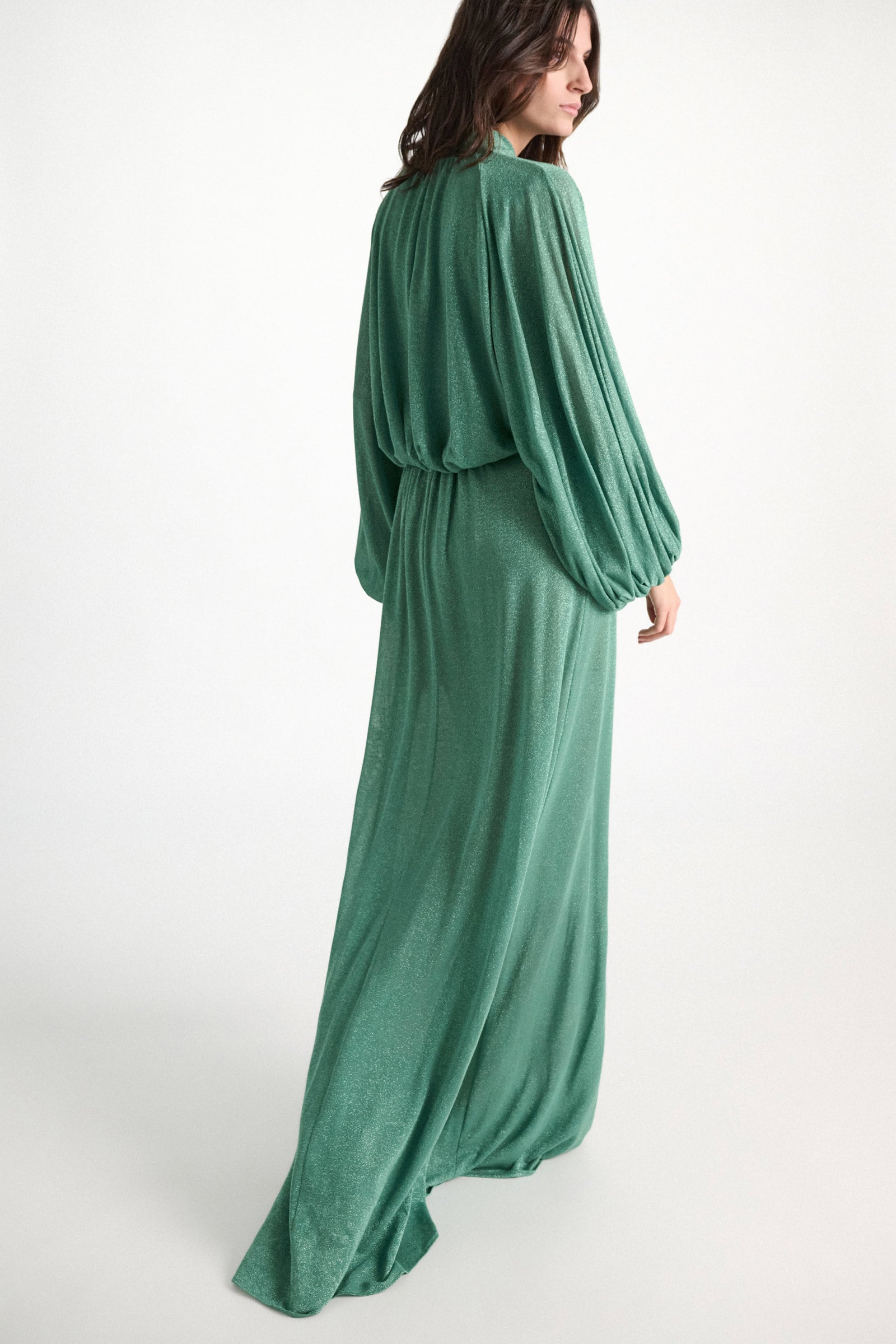 Dorothee Schumacher Bodenlanges Kleid aus Lurex-Jersey emerald Model Detail View