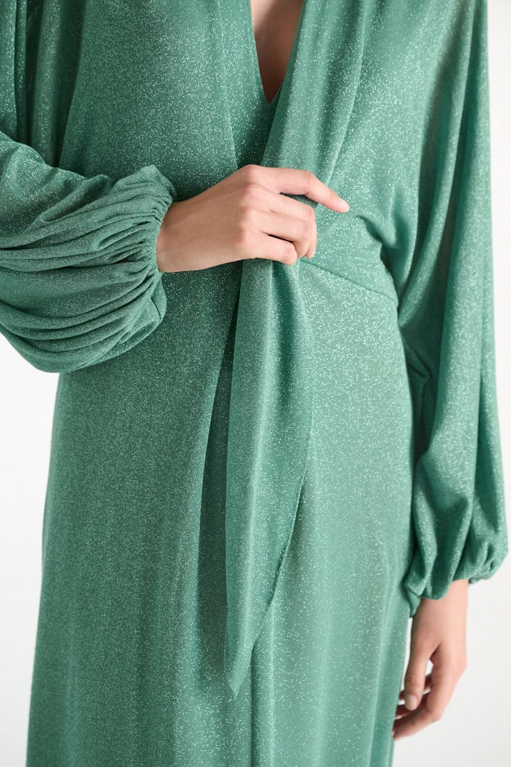 Dorothee Schumacher Bodenlanges Kleid aus Lurex-Jersey emerald Model Detail View