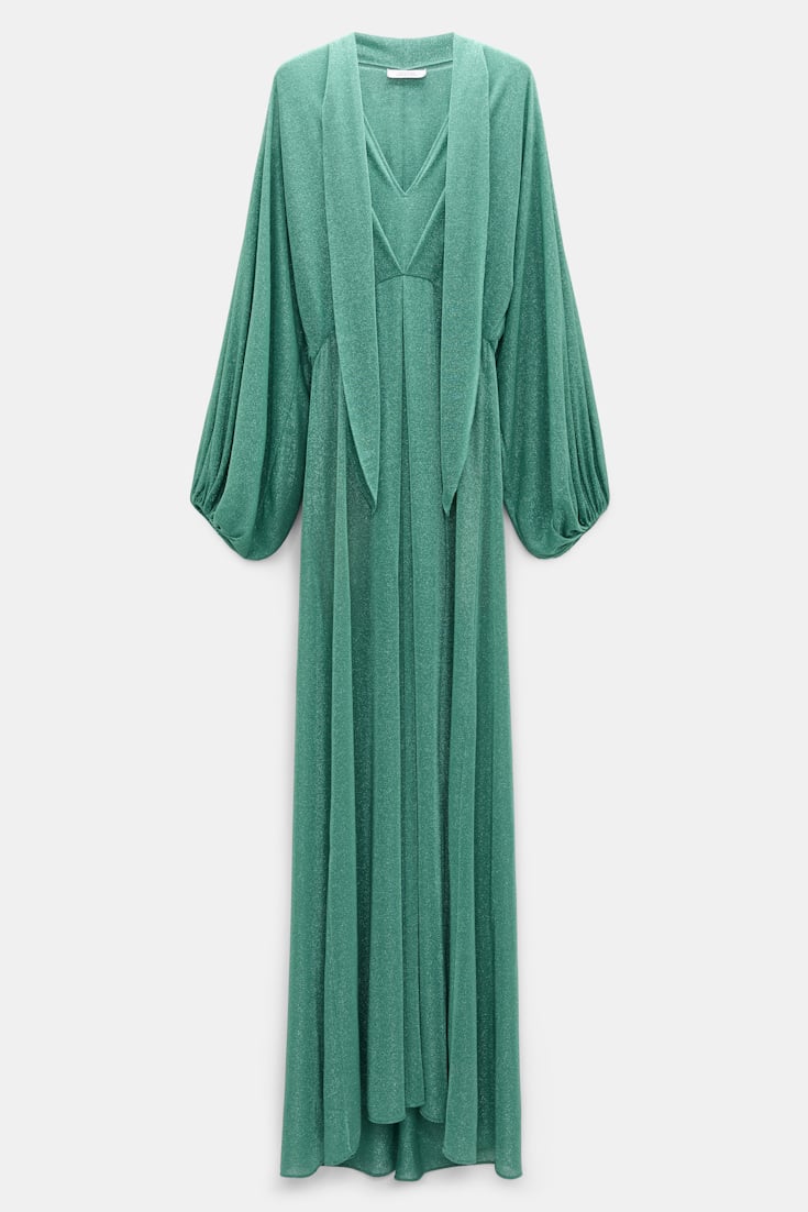 Dorothee Schumacher Bodenlanges Kleid aus Lurex-Jersey emerald Product Front View
