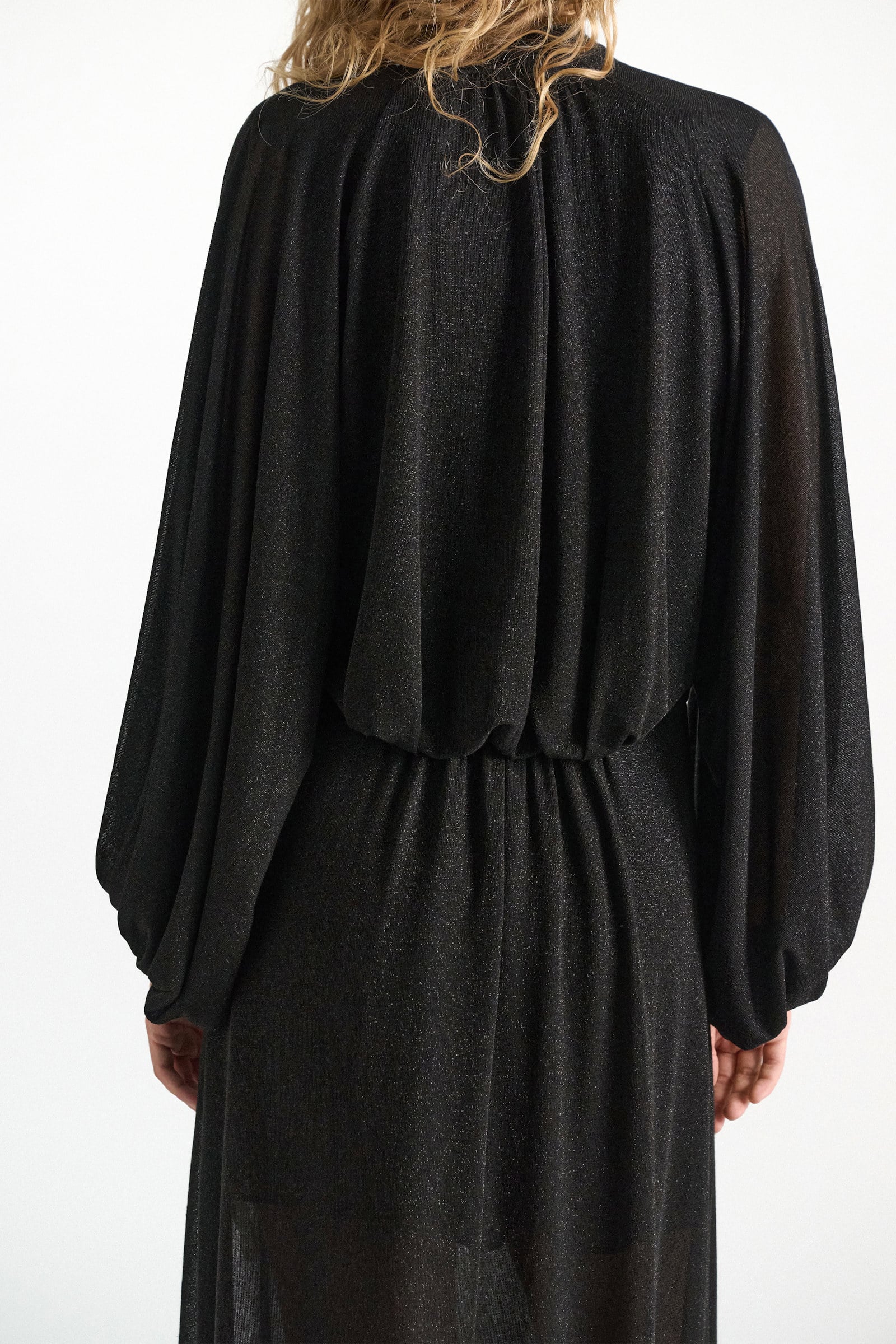 Dorothee Schumacher Bodenlanges Kleid aus Lurex-Jersey vinyl black Model Detail View