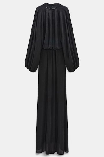 Dorothee Schumacher Bodenlanges Kleid aus Lurex-Jersey vinyl black Product Detail View